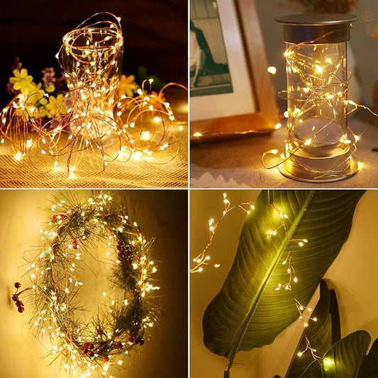 Dailyart 200 Led Fairy Lights - 16.4FT Battery Operated String Lights with Remote, 8 Modes, Waterproof for Bedroom, Christmas Tree & Wreath Decoration