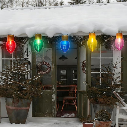 Jumbo Xmas String Lights 16FT Large Christmas Hanging Lights with 10 Count 5'' LED Giant Multicolor Bulbs, C7 Big Bulb Vintage Christmas Light for Holiday Home Tree Roof Yard Garden Decor, Green Wire