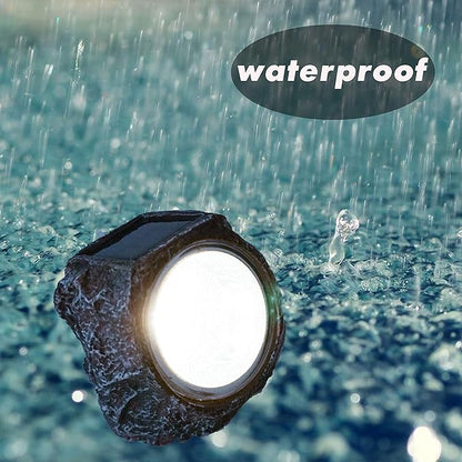 Solar Rock Light Led 4 Pack Waterproof Garden Stone Lights Outdoor Landscaping Spotlights, Yard Patio Pathway Driveway …