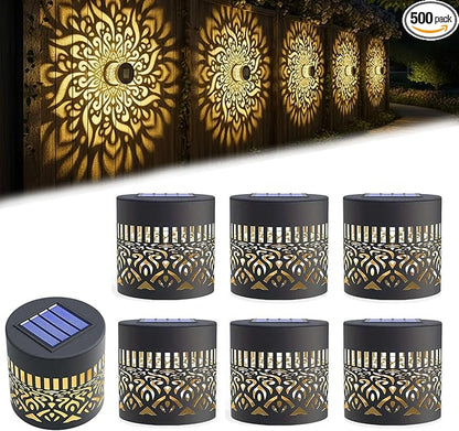 2026 New Decorative Solar Mandala Lights Outdoor Garden - Metal Waterproof Pathway Lights Solar Powered, Shadow Projection Landscape Lighting for Backyard, Patio, Walkway, Lawn, Porch Decor (6pcs)