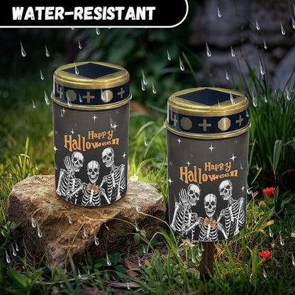 Happy Halloween Solar Lights Outdoor Waterproof Solar Pathway Lights Halloween Decor LED Solar Lantern Landscape Lighting for Yard Patio Solar Stake Lights Wall Light Auto On/Off
