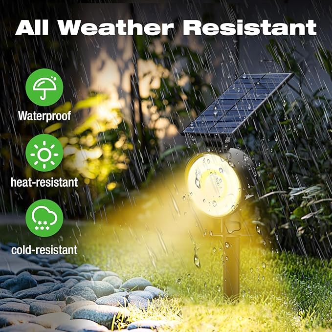 nipify 6 Pack Solar Spot Lights Outdoor Waterproof with 3 Modes, Solar Spotlight Light for Outside Yard Landscape | Lumora