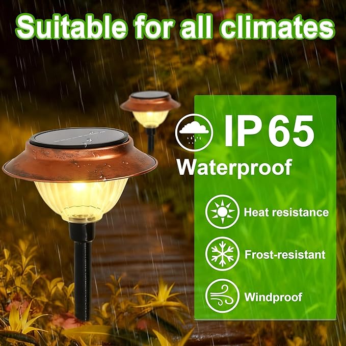Solar Lights Outdoor 3 Pack Waterproof Solar Christmas Lights Outdoor Multiple Colors LED Iron Stake for Pathway Yard Garden Driveway Outside Decor.