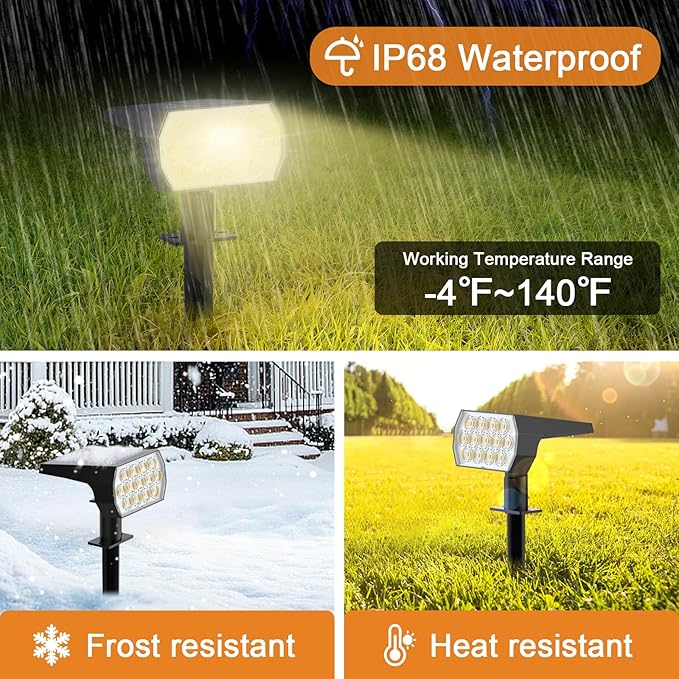WELALO Solar Spot Lights Outdoor, [6 Pack/65 LED/3 Modes] Solar Landscape Spotlights, Solar Powered Security | Lumora