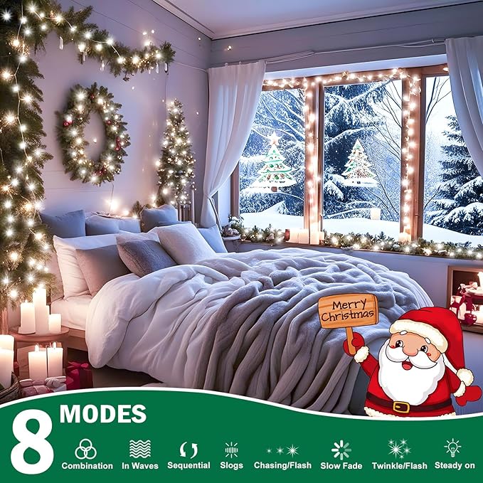 SAUIRS 403FT 1000 LED Christmas Lights Outdoor String Lights with 8 Modes Timer Waterproof Fairy Light Plug in for | Lumora