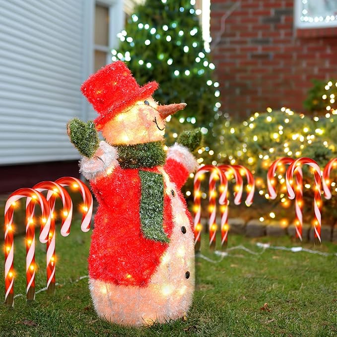 10 Pieces 10 Inch Christmas Garden Outdoor Solar Lights, Small Candy Cane Pathway Markers Lights Waterproof Outdoor | Lumora