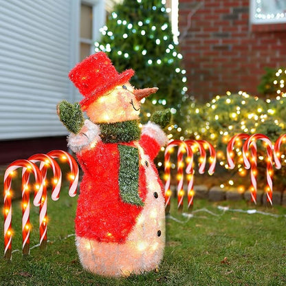 10 Pieces 10 Inch Christmas Garden Outdoor Solar Lights, Small Candy Cane Pathway Markers Lights Waterproof Outdoor Lamp with Solar Panel for Garden Patio Yard Path Lawn Christmas Decoration