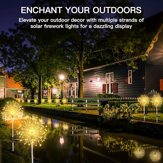 suddus Solar Garden Lights Outdoor Waterproof Decorative, 2Pack 150LED Firework Lights, Solar Fairy Lights for | Lumora