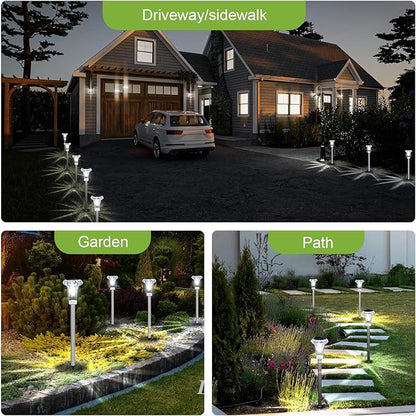 Solar Lights Outdoor Waterproof, Stainless Steel LED Solar Garden Lights for Patio, Lawn, Yard and Landscape, Garden Decor Patio Decor (12 Pack)