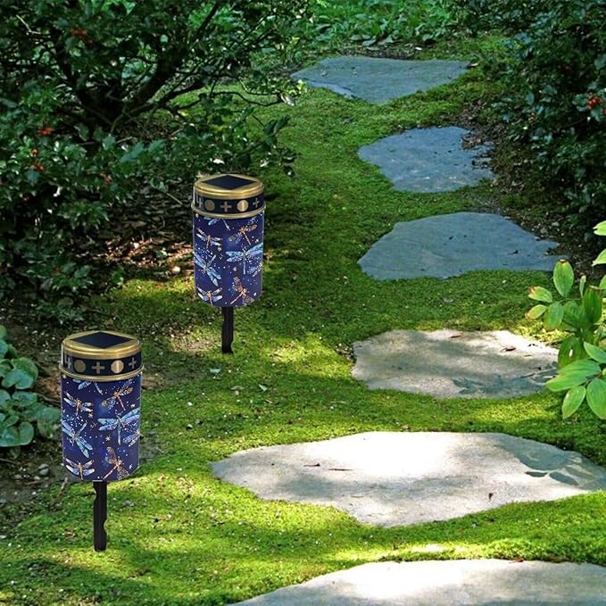 Dragonfly Galaxy Cemetery Solar Lights Solar Garden Stake Outdoor Lights, Solar Powered Lights Stake Decorative Lights for Remembrance Gifts