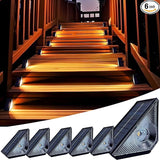 GEEKHOM Solar Step Lights Outdoor Waterproof: Auto-On/Off Warm White & 7 RGB Colors for Deck Stairs Fence Patio | Lumora