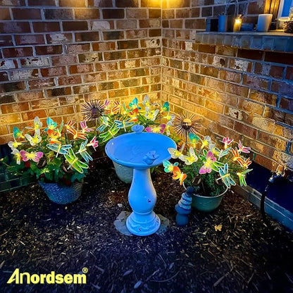 Anordsem Solar Garden Lights Outdoor: 8 Removable Optical Fiber Dragonflies 2 Pack - Waterproof Fun Animal Decoration for Yard Patio Path - Gardening Gifts for Garden Lovers Over 30