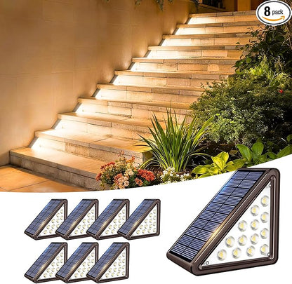 Brown Solar Step Light Outdoor Stair Lights, Deck Lights Outdoor Powered IP65 Waterproof, 3000K Warm White Solar Outdoor Step Light, Decor for Stair, Deck, Step,Porch and Outside Patio,8 Pack