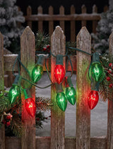 C9 Vintage Christmas String Lights, 25Ft Red & Green with 26 C9 Bulbs, Outdoor Hanging Patio Lights for Christmas | Lumora