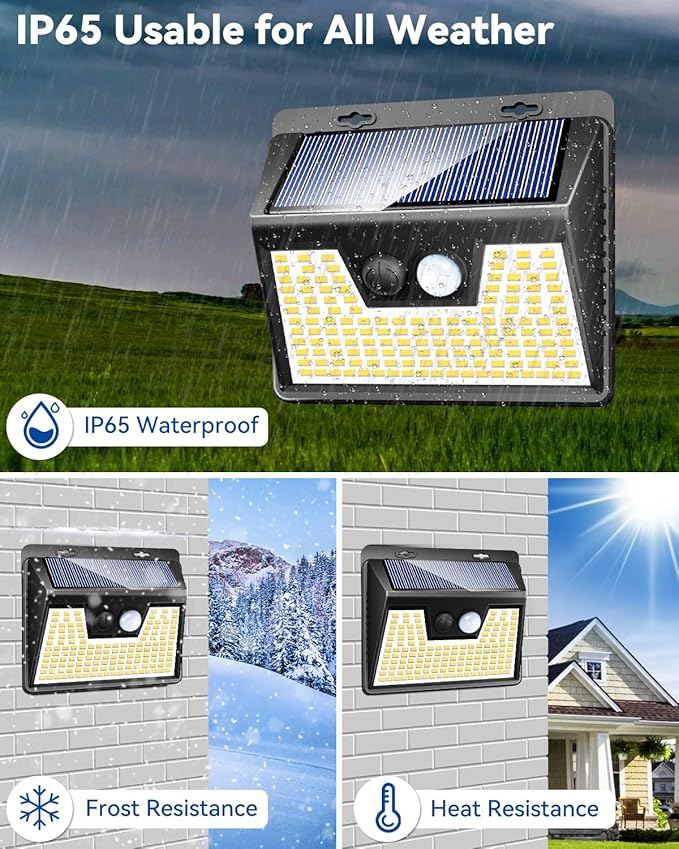 Peasur Solar Outdoor Lights [10 Pack/140LED], 3000K Warm Light Motion Sensor Outdoor Powered Security Lights 3 Working Modes Waterproof for Outside Garden Yard
