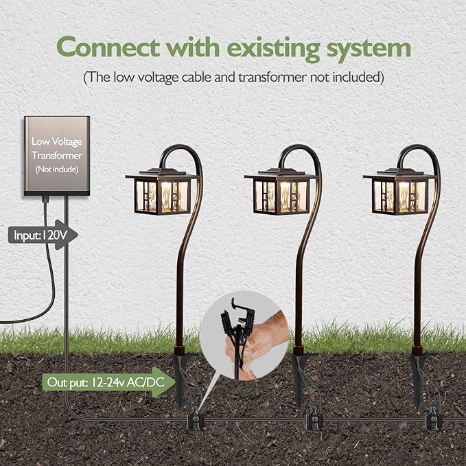 LITFIT 8 Pack Low-Voltage Outdoor Integrated LED Landscape Lighting with Spotlights, 3W 185LM and 7.5W 410LM Die-cast Aluminum, IP65 Waterproof Oil-Rubbed Bronze Pathway Light for Yard Lawn