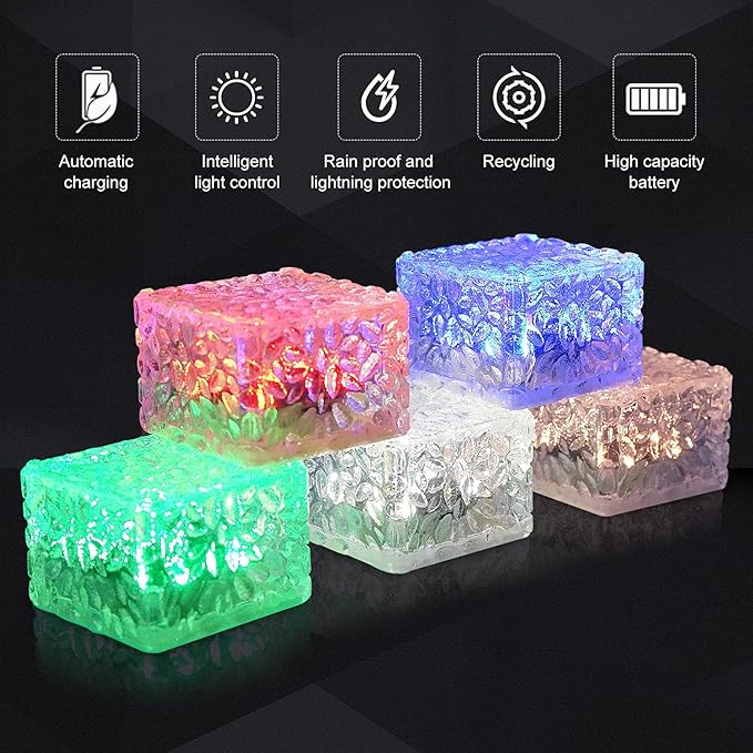 Paver Lights Solar Landscape 1 Pack, Christmas Lights Color Changing Holiday Decor, Square Pavers for Outside Patio, Vibrant Garden Glass Bricks Outdoor Patio, Luces Led para Exteriores