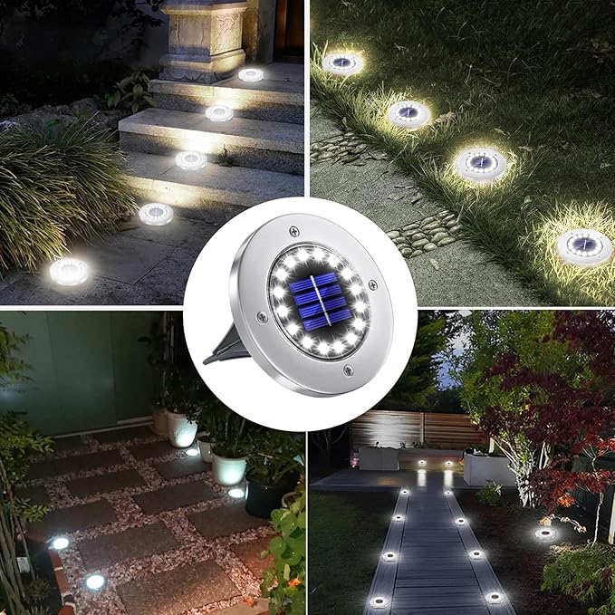 NFESOLAR Solar Lights Outdoor with 16 LEDs, Bright Solar Ground Lights Outdoor Waterproof for Yard Garden Lawn | Lumora