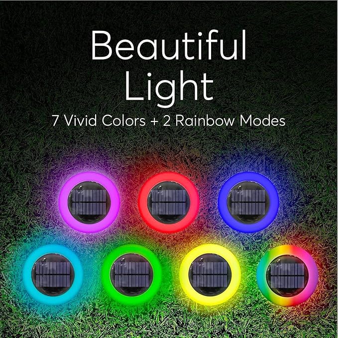 Colorful Pathway Solar Light Set of 4, Decorative Weatherproof Auto On/Off Outdoor Lights - Decorate Your Garden, Landscape, Patio, Pool, Yard with Ultra-Bright LED Light (Rainbow, 4)