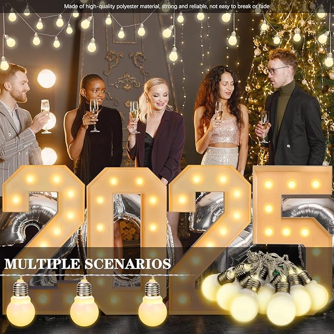 Retisee 12 Pcs Marquee Light String Bulbs13.8 ft Long for Marquee Letters Numbers 3 4 ft Tall Waterproof LED String Light for Indoor Outdoor Wedding Birthday Party Decor
