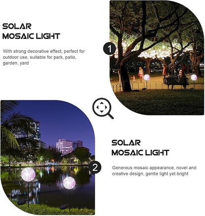 Toyvian Solar Garden Light Outdoor Waterproof Mosaic Lawn Lamp Solar Powered Decorative Landscape Path Light for Patio Yard