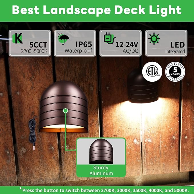 Low Voltage Landscape Deck Lights - Oil-Rubbed Bronze 12V Deck Lights LED Outdoor, Warm White & Cool White | Lumora