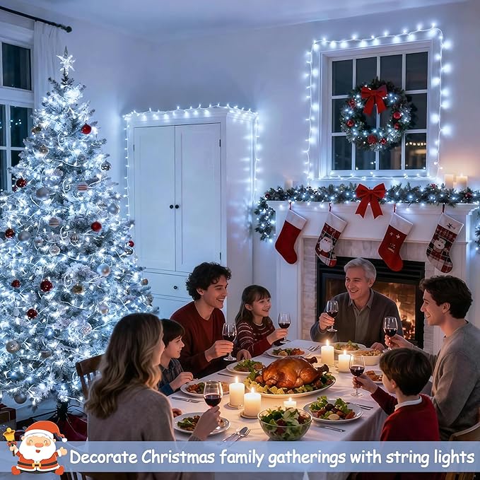 JMEXSUSS 66ft 200 LED White Christmas Lights Indoor Outdoor, Connectable String Twinkle Lights Outdoor Clear Wire | Lumora