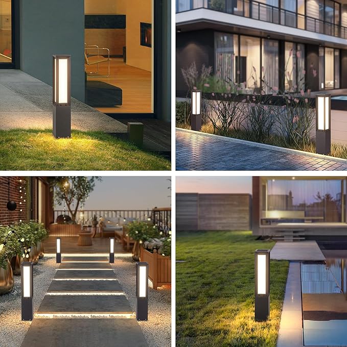 Solar Pathway Lights Outdoor, 32" Landscape Path Lights, Modern Commercial Bollard Light, IP65 Waterproof Solar Powered Driveway Light, 3000K LED Walkway Lighting for Lawn Garden Patio Yard