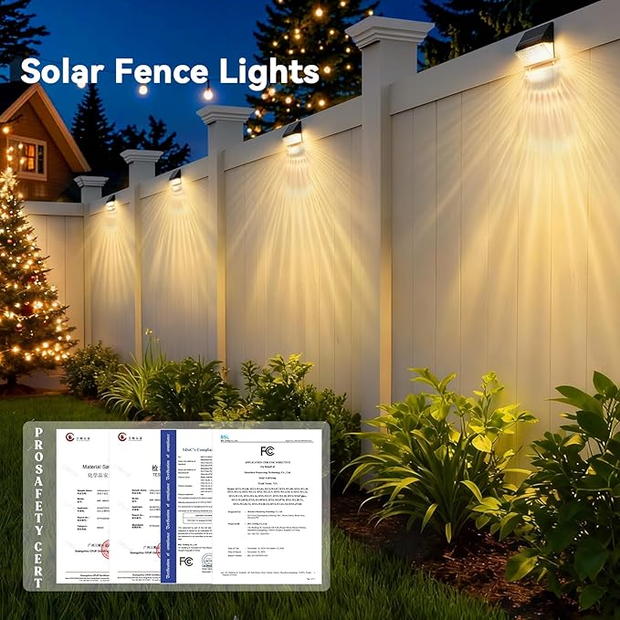 LumiZen Solar Fence Lights 12 Pack, 12 Modes RGB Color Glow LED Solar Lights with Remote Dimmable Outdoor | Lumora