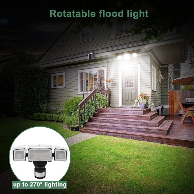 GLORIOUS-LITE Solar Security Lights 2400mAh LED Motion Sensor Light Outdoor, Rechargable 1600lm Solar Flood Light | Lumora
