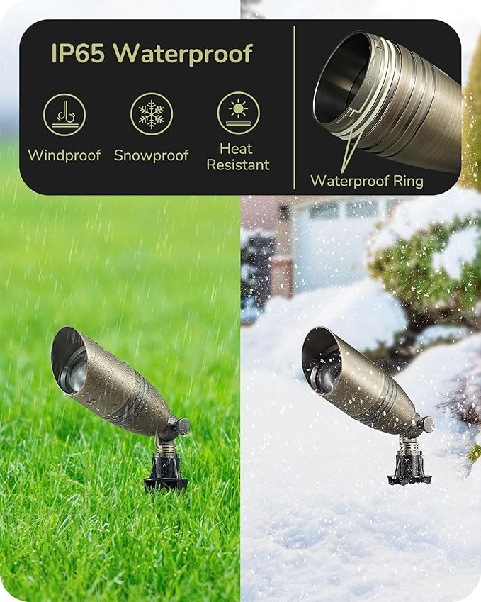 EDISHINE Solid Brass Landscape Spotlights Outdoor, 3CCT MR16 Bulb Included,Bronze Heavy Duty landscape lighting | Lumora