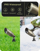 EDISHINE Solid Brass Landscape Spotlights, 12V LED Low Voltage Landscape Lights, 3CCT MR16 Bulb Included, Bronze | Lumora