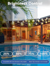 SUNSGNE White String Lights Outdoor, 50FT White Outdoor Lights with 52 G40 Shatterproof LED Bulbs(2 Spare) for | Lumora