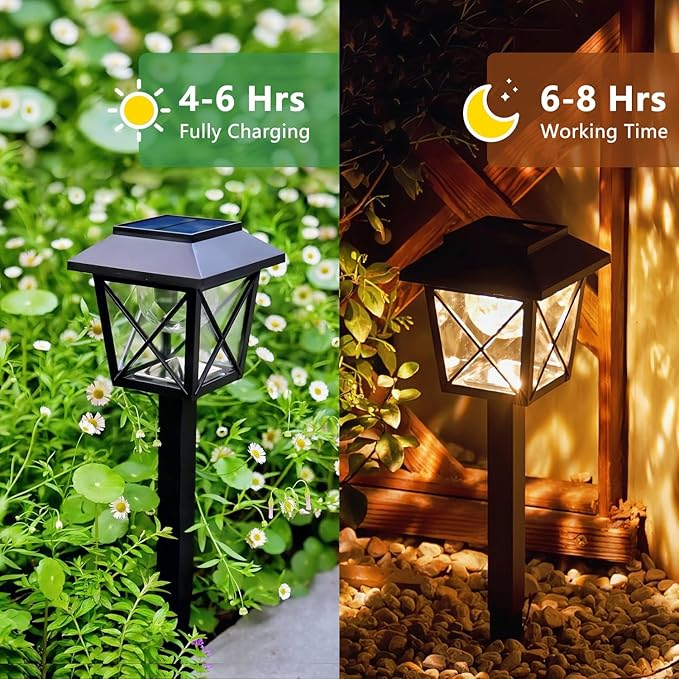EXCMARK 6 Pack Large Rotating Solar Lights Outdoor Waterproof 2 Modes Twinkling Decorative Lights for Garden Yard Pathway Walkway Decorations Landscape Lighting. (Set of 6)