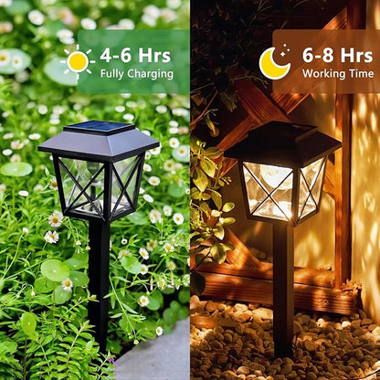 EXCMARK 6 Pack Large Rotating Solar Lights Outdoor Waterproof 2 Modes Twinkling Decorative Lights for Garden Yard Pathway Walkway Decorations Landscape Lighting. (Set of 6)