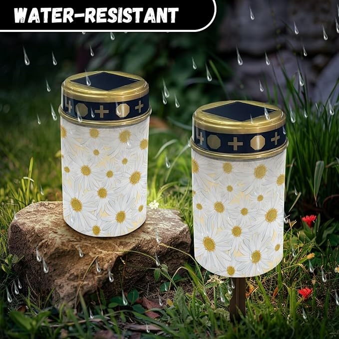 Daisy Solar Garden Lights Solar Outdoor Lights Waterproof Solar Lights for Cemetery Landscape Path Lights LED Solar Lamp for Garden Yard Driveway