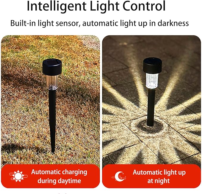 Solar Pathway Lights 6 Pack Solar Garden Lights IP65 Waterproof Outdoor Solar Lights for Yard Dusk to Dawn Landscape Lighting for Garden, Lawn, Walkway, Warm White