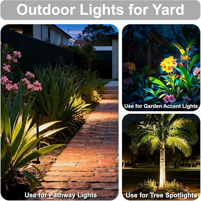Mini LED Landscape Spotlights, 16'' Tall Pole, 5CCT 5W 12 Volt Wired Low Voltage Bronze Landscape Small Spotlights for Outdoor Tree Flag House Pathway Driveway, 60° Beam Angle, 6PK