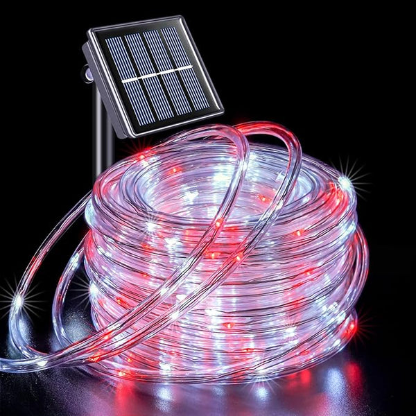 JMEXSUSS 200 LED Solar Rope Lights, 72ft IP 65 Outdoor Waterproof Christmas Lights With 8 Modes, Red and White for | Lumora
