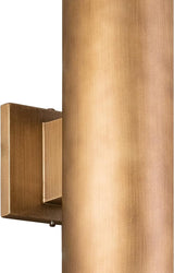 VAXCEL Chiasso Modern Outdoor Porch Light, 5" W x 14.25" H 2-Light Gold Brass Cylinder Wall Sconce, Up and Down | Lumora