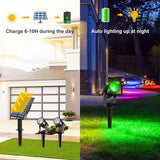 T-SUNUS RGB Solar Spot Lights Christmas, Metal Color Changing Landscape Spotlights IP65 Waterproof Spotlight 2-IN-1 | Lumora