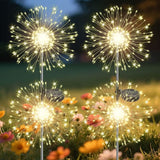 Garden Outdoor Lights, 4 Pack 120 LED Solar Garden Lights Fairy Lights Outdoor Waterproof Decorative Solar Firework | Lumora