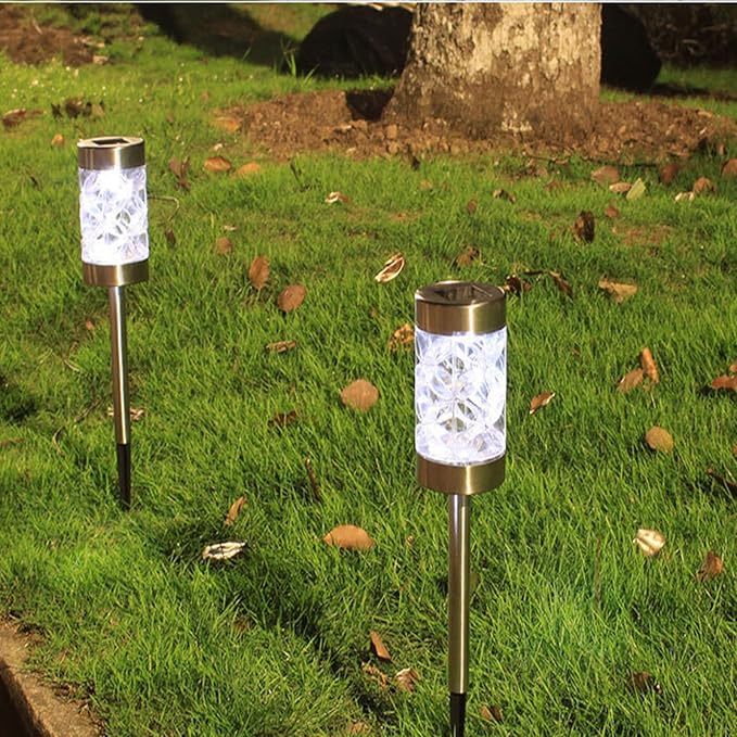 Lxcom Lighting Solar Hollow Flower Pathway Lights Outdoor Solar Lawn Lights Outdoor Solar Garden Lights Decorative Solar Path Lights Waterproof for Lawn Garden Yard Patio, 3 Pack(White)