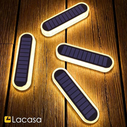 Lacasa 4pcs Solar Outdoor Floor Lamp Warm White 2700K 40LM LED Solar Light Outdoor Patio Decoration IP68 Waterproof Auto On/Off Lighting for Paths Garden Stairs Pathways Patio