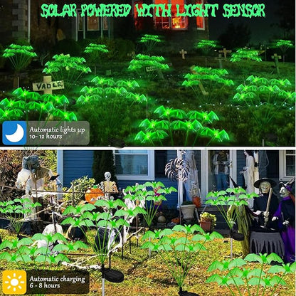 2Pack Solar Bat Garden Lights for Halloween Decorations outdoor,12LED 3D Scary Light up Flying Bats Outside Decor, Solar Bats Path Lights for Home Garden Porch Yard Lawn Halloween Party Gifts Decor