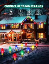 C9 Outdoor Christmas Pathway Lights, Set of 4 Outdoor Lawn Christmas Lights with C9 Clear Multicolored Jumbo LED | Lumora