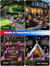 12 Pack American Flag Solar Lights Outdoor, 4th of July Decorations with 2 Modes, Waterproof Independence Day Solar | Lumora