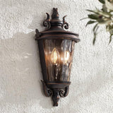 John Timberland Casa Marseille Vintage Outdoor Wall Light Fixture Veranda Bronze 17" Champagne Hammered Glass for | Lumora