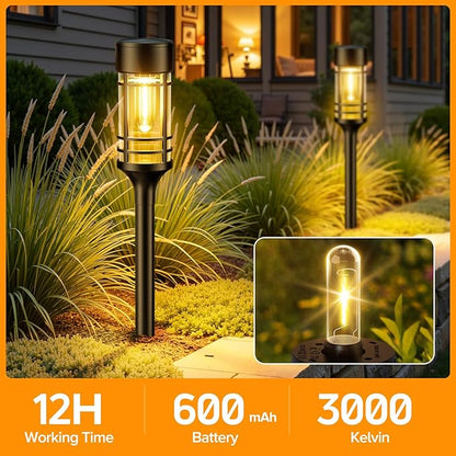 LETMY Solar Pathway Lights Outdoor, 2 Pack Solar Lights Outdoor Waterproof IP65, Bright Solar Garden Lights Outdoor, Auto On/Off Outdoor Solar Lights for Yard Walkway Driveway Landscape Garden Decor