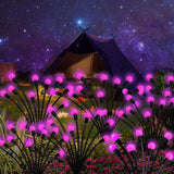 Kohlrabi Solar Garden Lights Outdoor, 6 Pack 60 LED Pink Firefly Lights Waterproof, Sway by Wind, Solar Swaying | Lumora